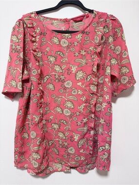 Wills Lifestyle Woman Pink Blouse |Floral Print Top | Button Closure back| XL